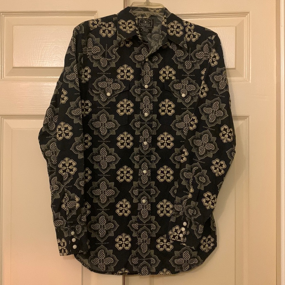 Lucky Brand Dungarees America X-Small Snap Button Mens Western Shirt